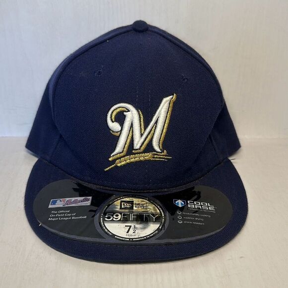 Milwaukee Brewers MLB On Field 59FIFTY Cool Base New Era size 7 1/2 Baseball Cap - Picture 1 of 10